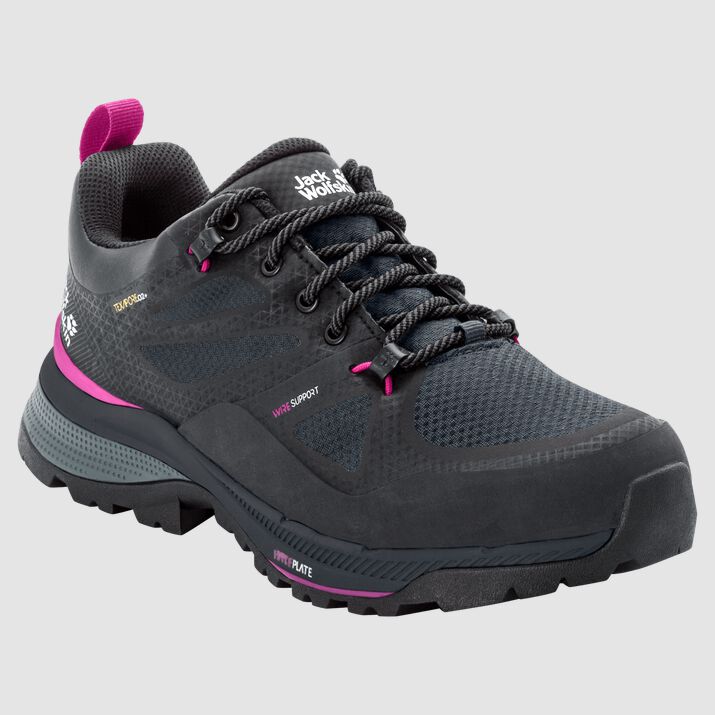 Jack Wolfskin Womens Force Striker Texapore Low Hiking Shoes Black/Pink 750426XPU